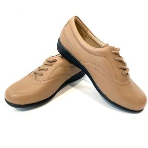 Dr. Scholl's Womens Fashion Leather Sneaker Comfort Shoes Size 6.5 Wide in Taupe